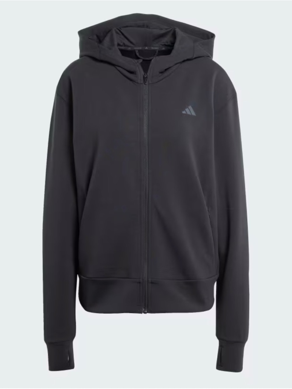 adidas Black Full‑Zip Hooded Bomber Jacket